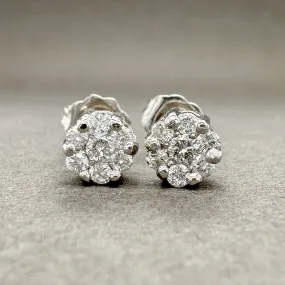 Estate Platinum 0.27ctw H/SI2-I1 Diamond Cluster Stud Earrings