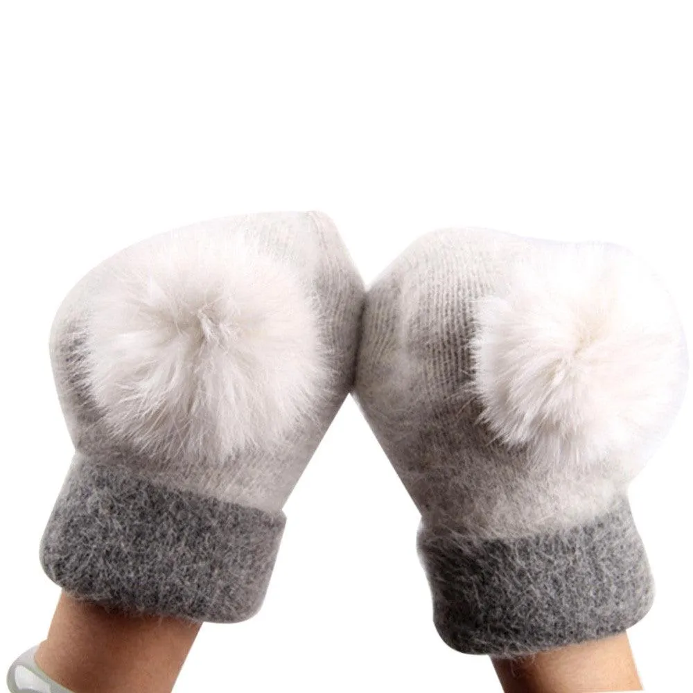 FAUX FUR-LINED MITTENS