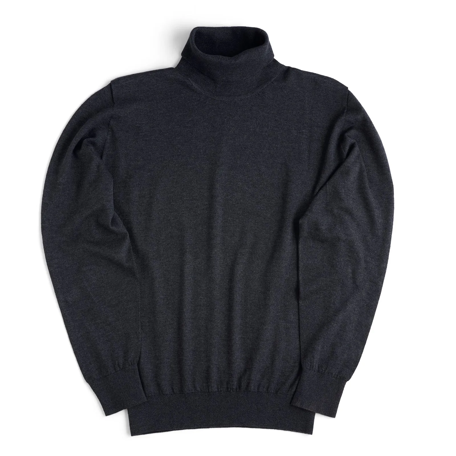 Fine Gauge 100% Cashmere Roll Neck in Anthracite Grey