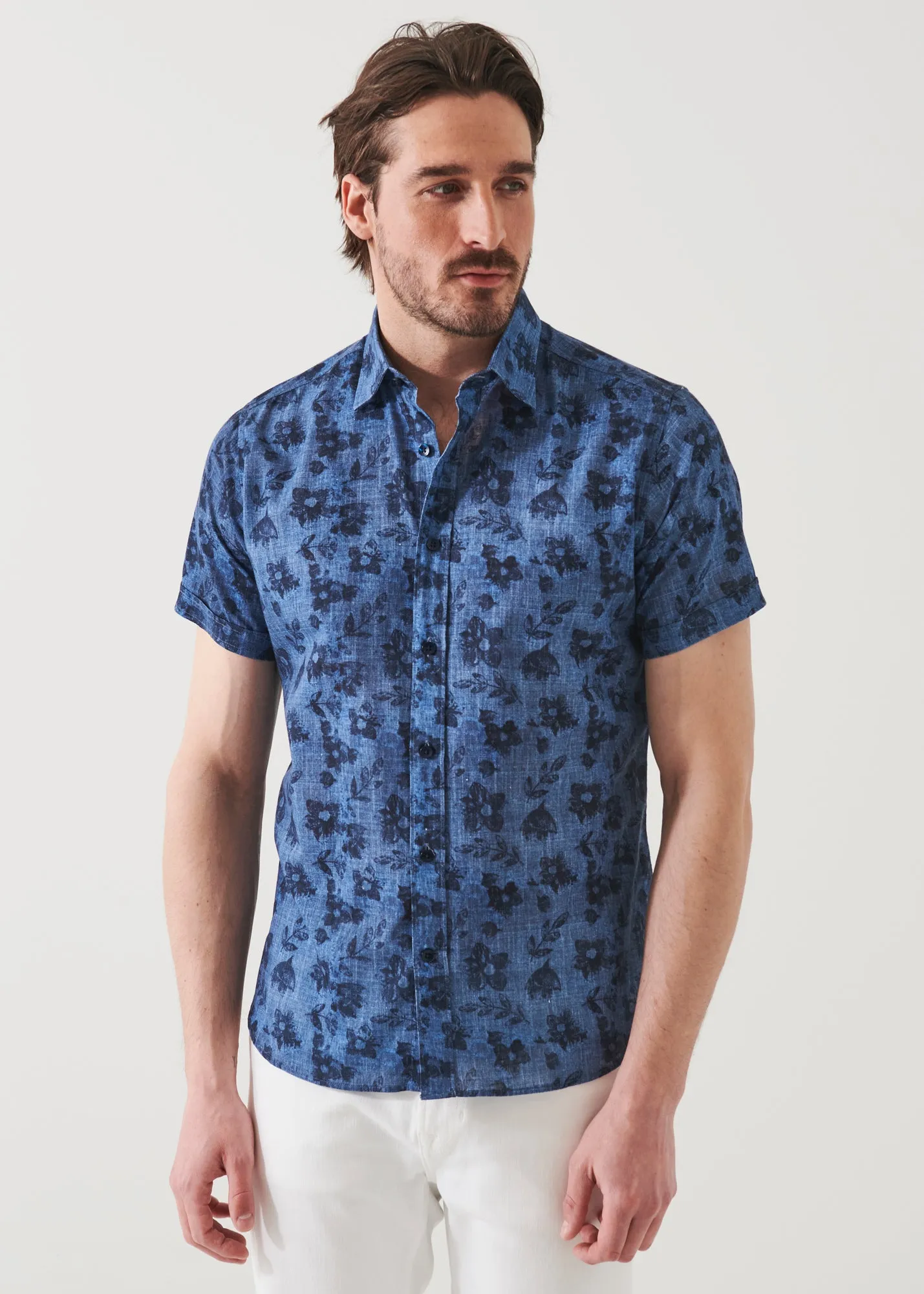 FLORAL PRINT LINEN SHIRT