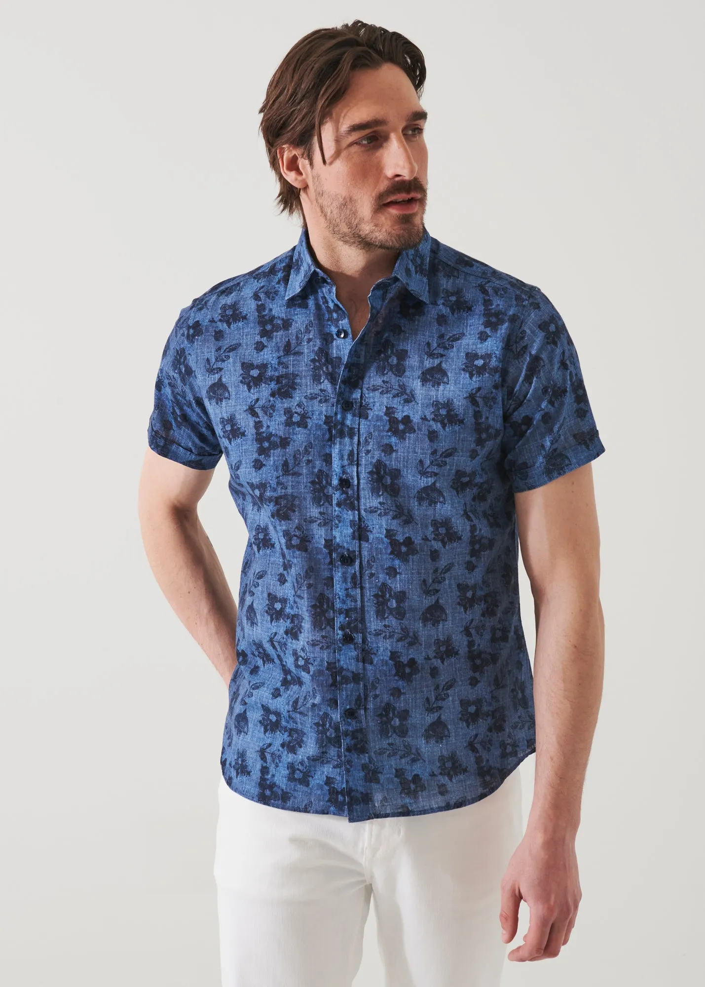 FLORAL PRINT LINEN SHIRT