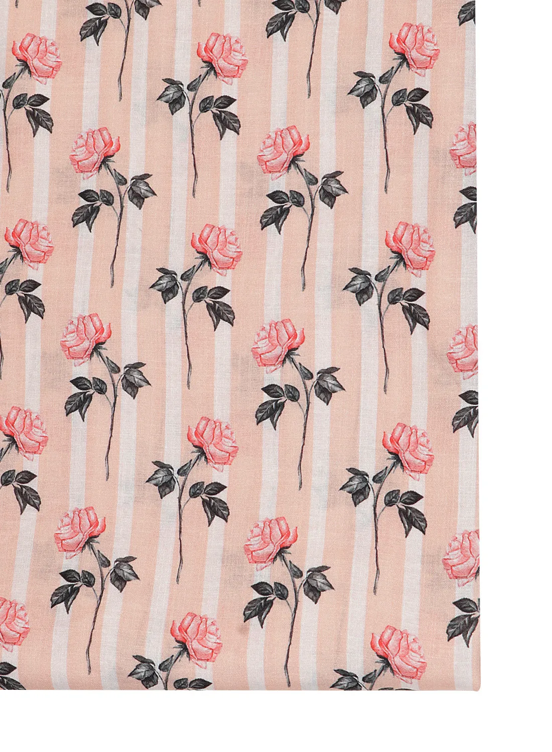 Floral Printed Peach Base Soft Cotton Linen Fabric