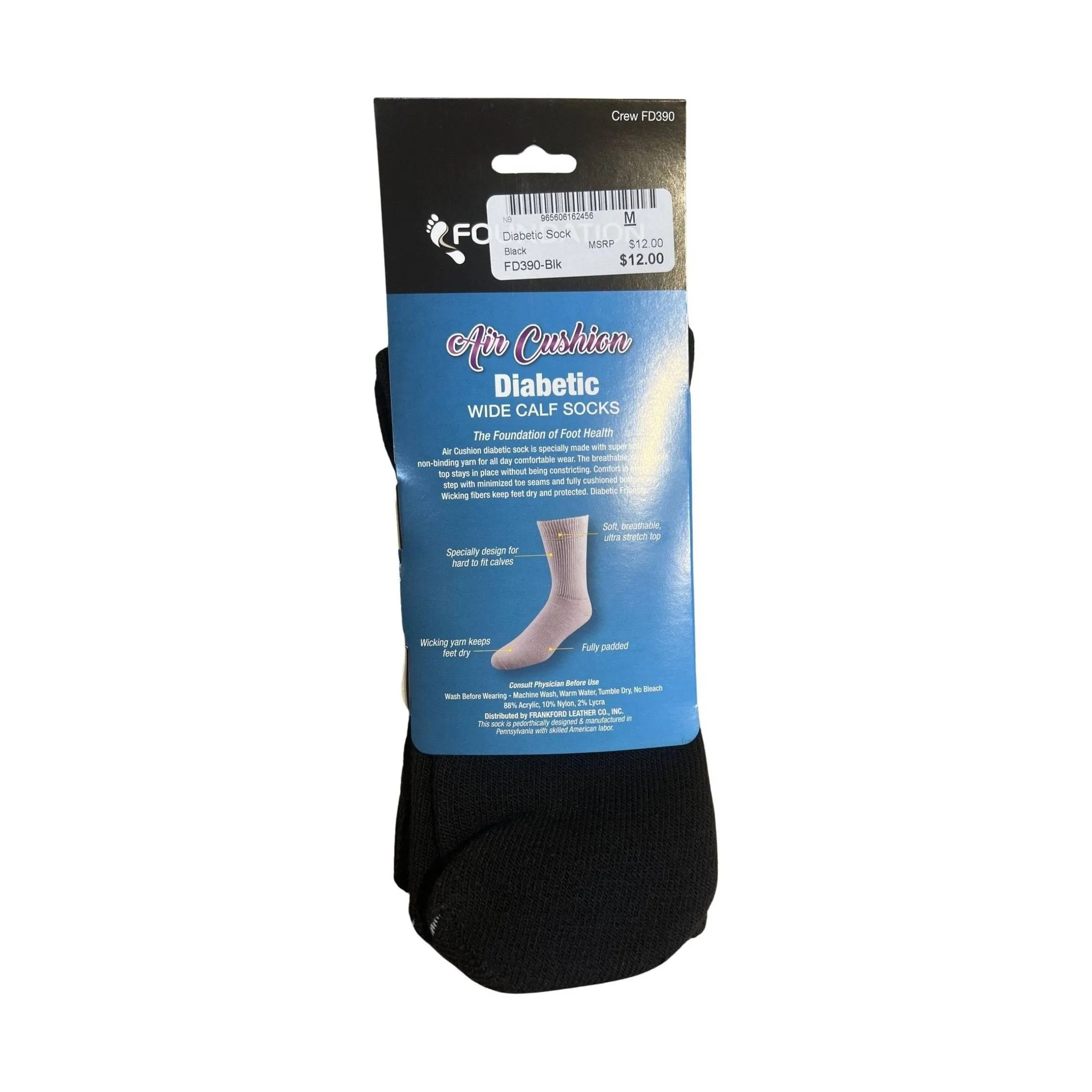 Frankford Leather Co Foundation Diabetic Sock - Black