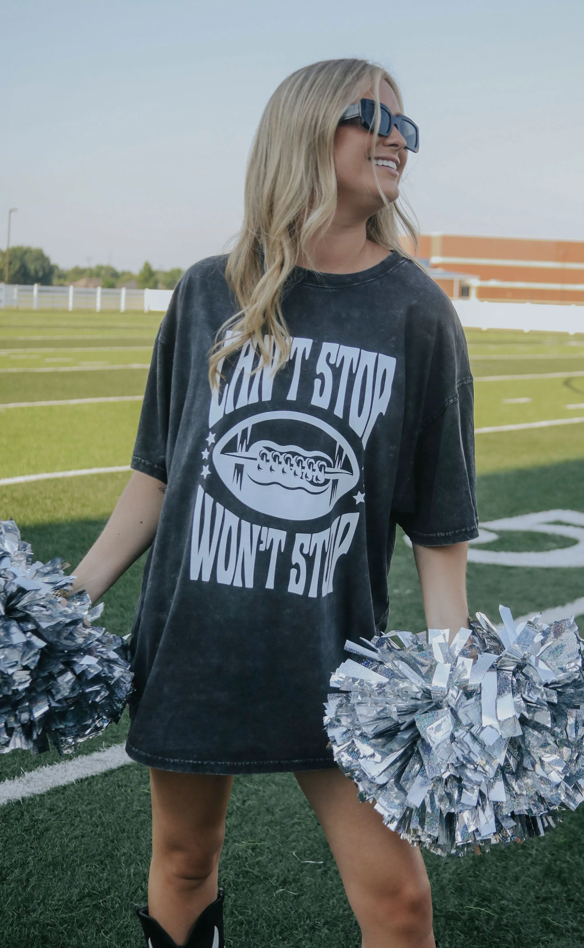 friday   saturday: football can't stop won't stop band tee