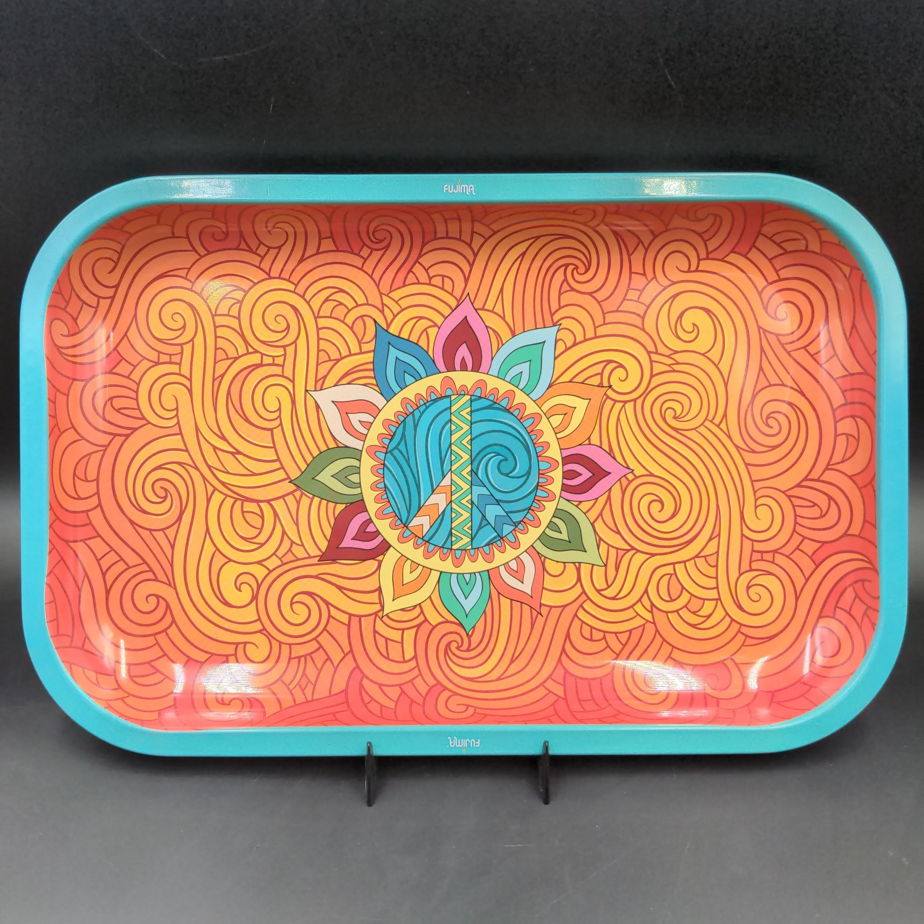 Fujima Peace Flower Metal Rolling Tray | 7.5 x 11.25