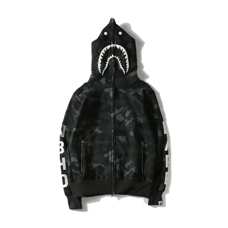 Full Zipper Men's skull Camouflage Bape Hoodie streetwear clothing