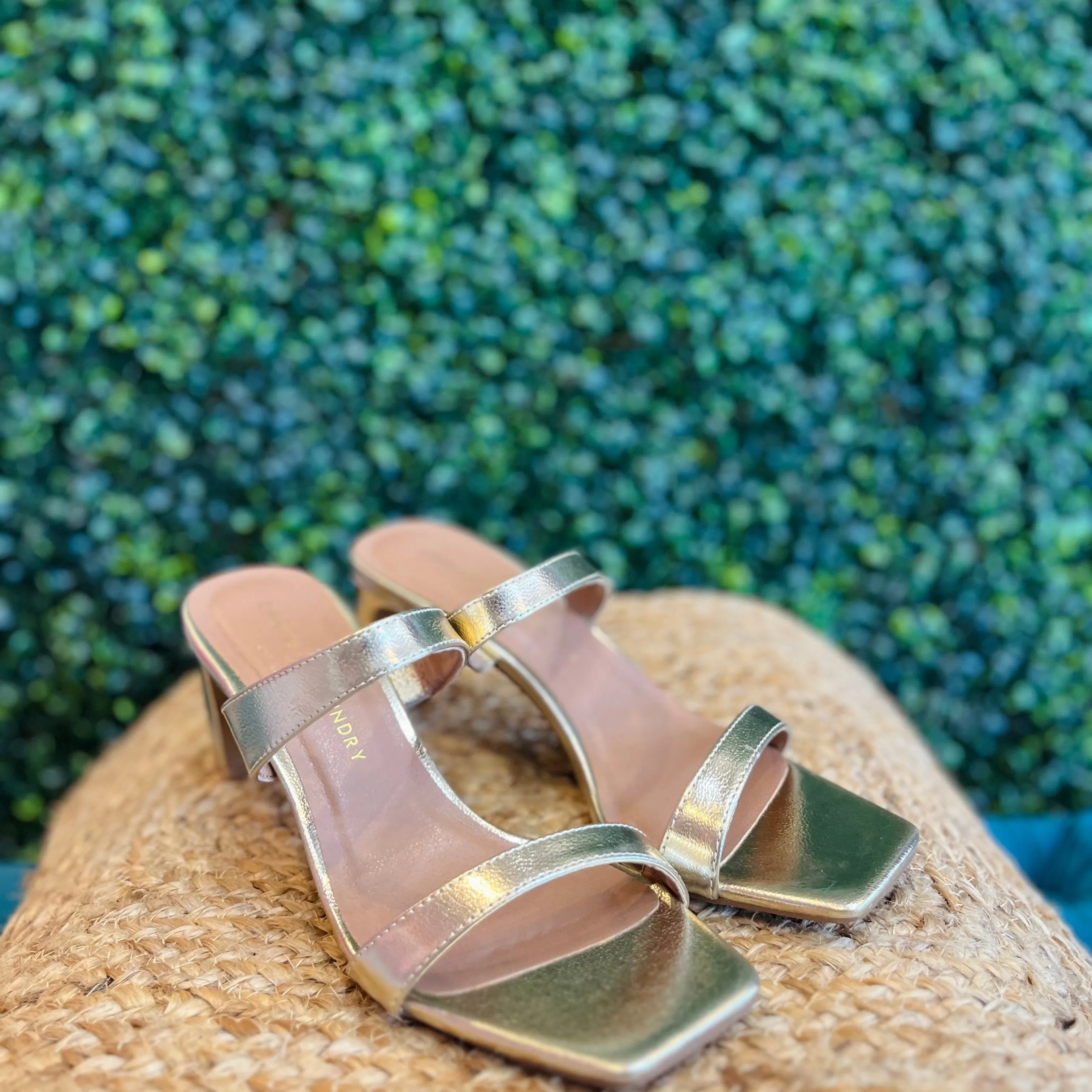 Gabby Gold Double Strap Heels