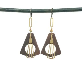 Geometric wood hoop earrings