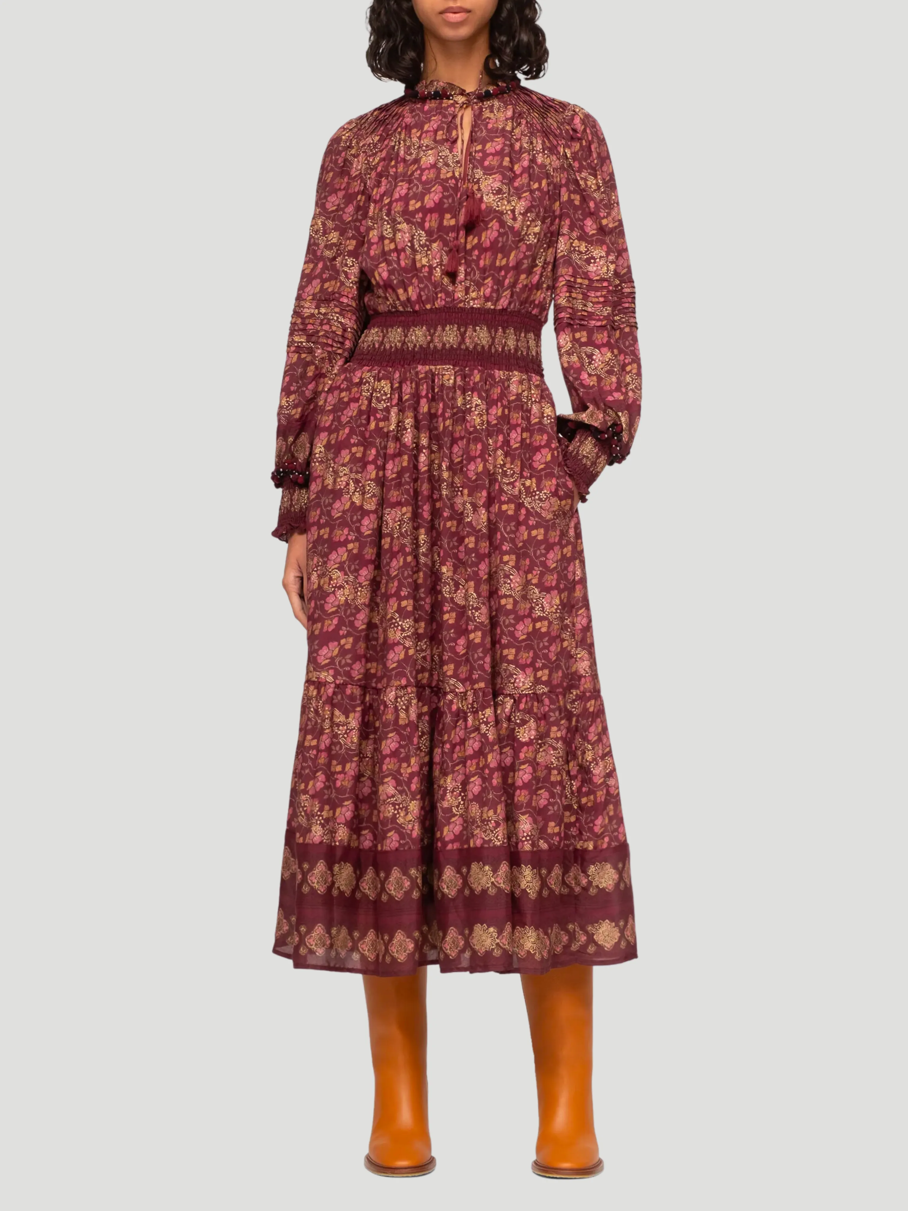 Giulia Print Long Sleeve Maxi Dress