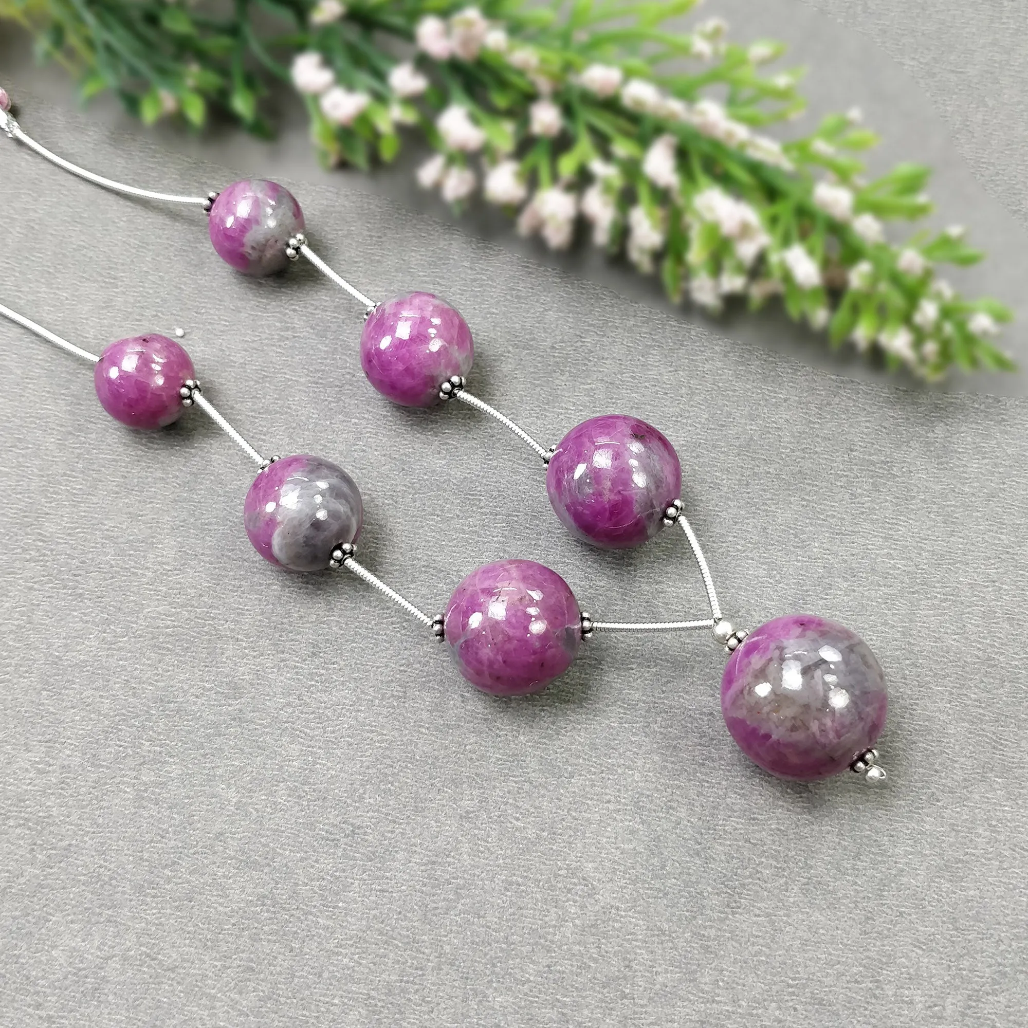 Global RUBY Gemstone Loose Beads : 224.90cts Natural Untreated Unheated Bi-Color Zoisite Ruby Balls 12mm - 17.5mm