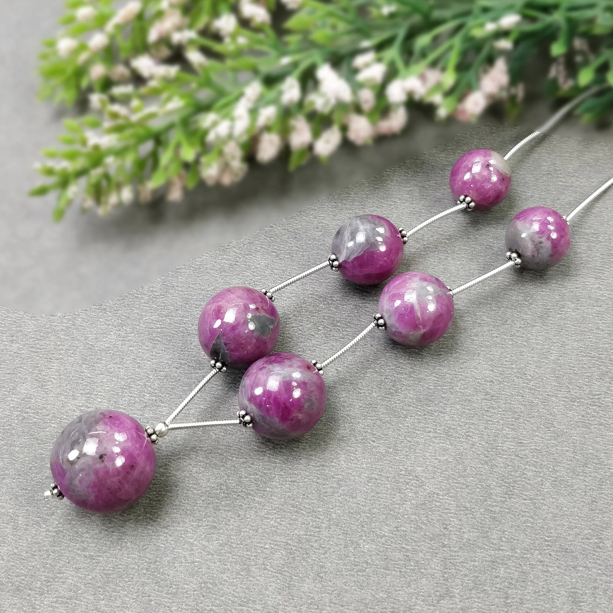 Global RUBY Gemstone Loose Beads : 224.90cts Natural Untreated Unheated Bi-Color Zoisite Ruby Balls 12mm - 17.5mm