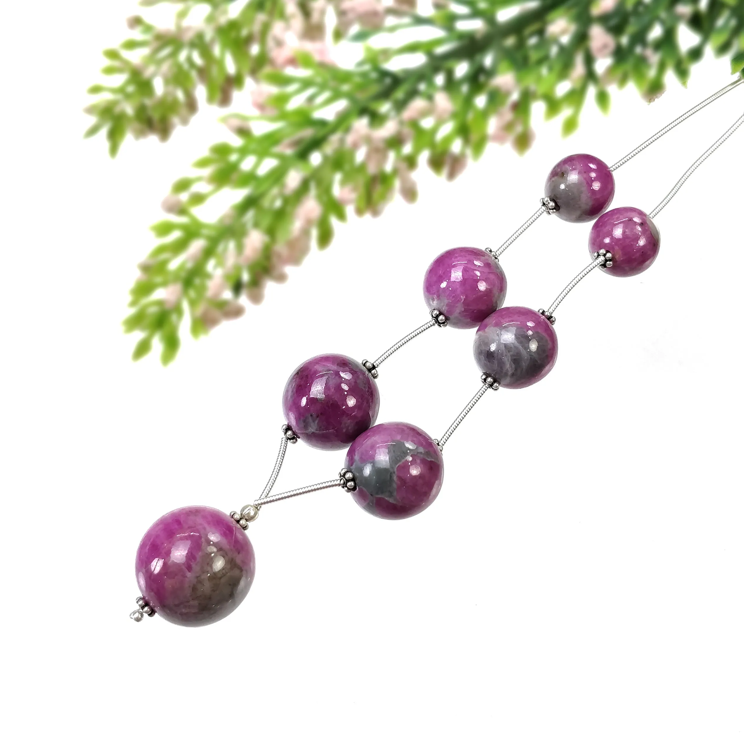 Global RUBY Gemstone Loose Beads : 224.90cts Natural Untreated Unheated Bi-Color Zoisite Ruby Balls 12mm - 17.5mm