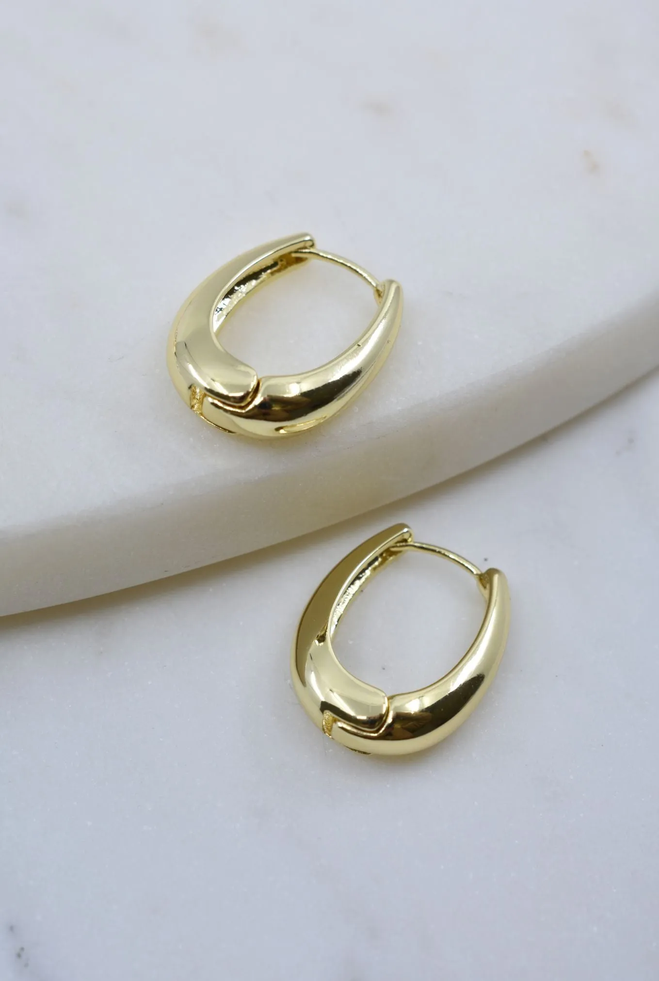 Gold Oval Hoop Earrings