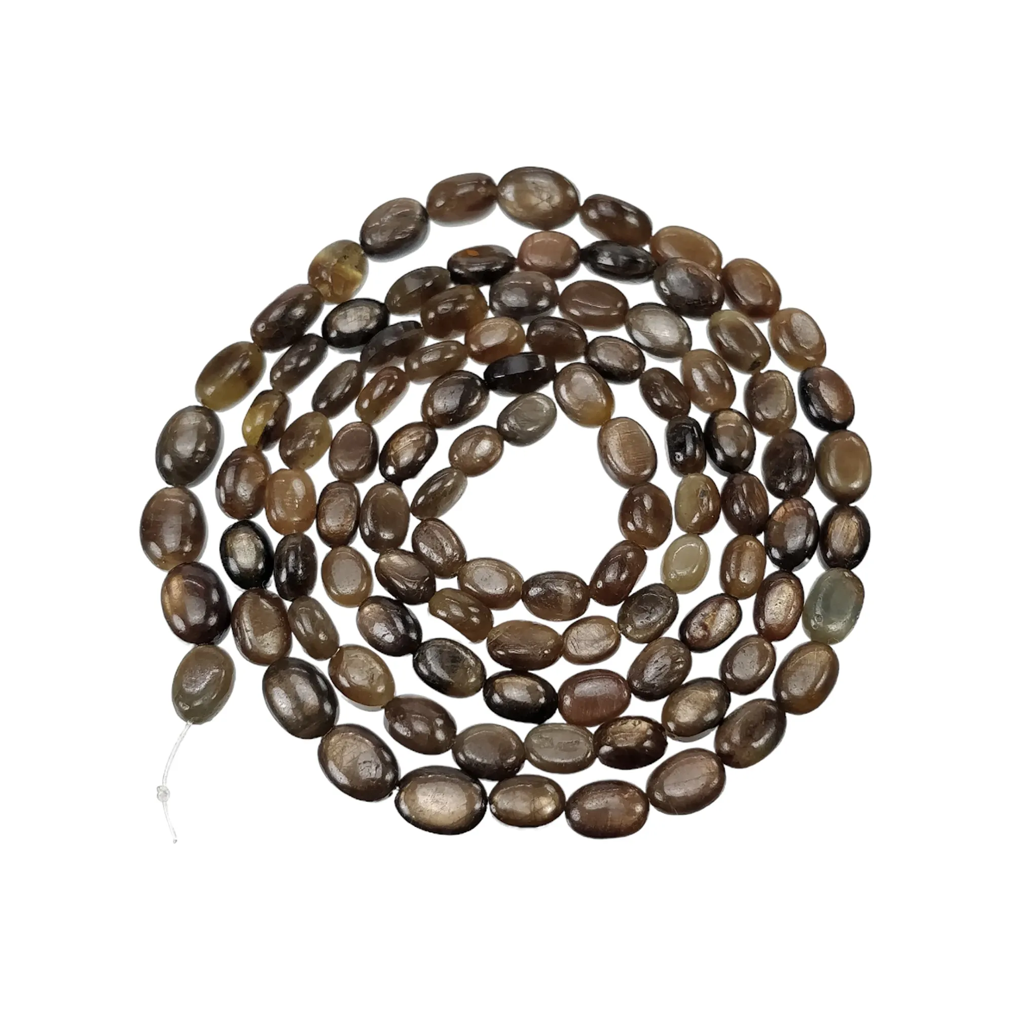 Golden Brown Chocolate Sapphire Gemstone Cabochon Loose Beads : 91.95cts Natural Unheated Oval Plain Nuggets 5*4mm - 7*5mm 22.75"