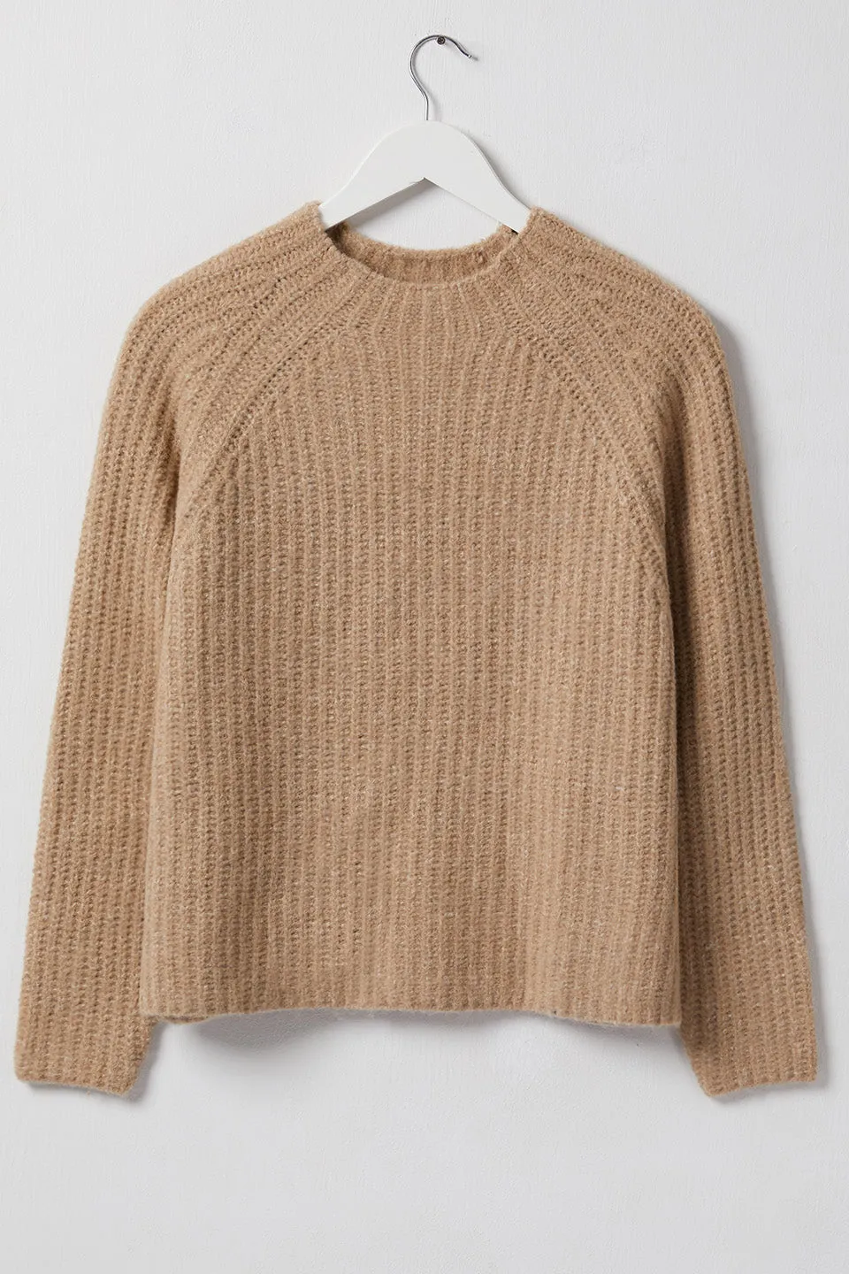 Graceful Biscuit Chunky Raglan Funnel Neck Knit