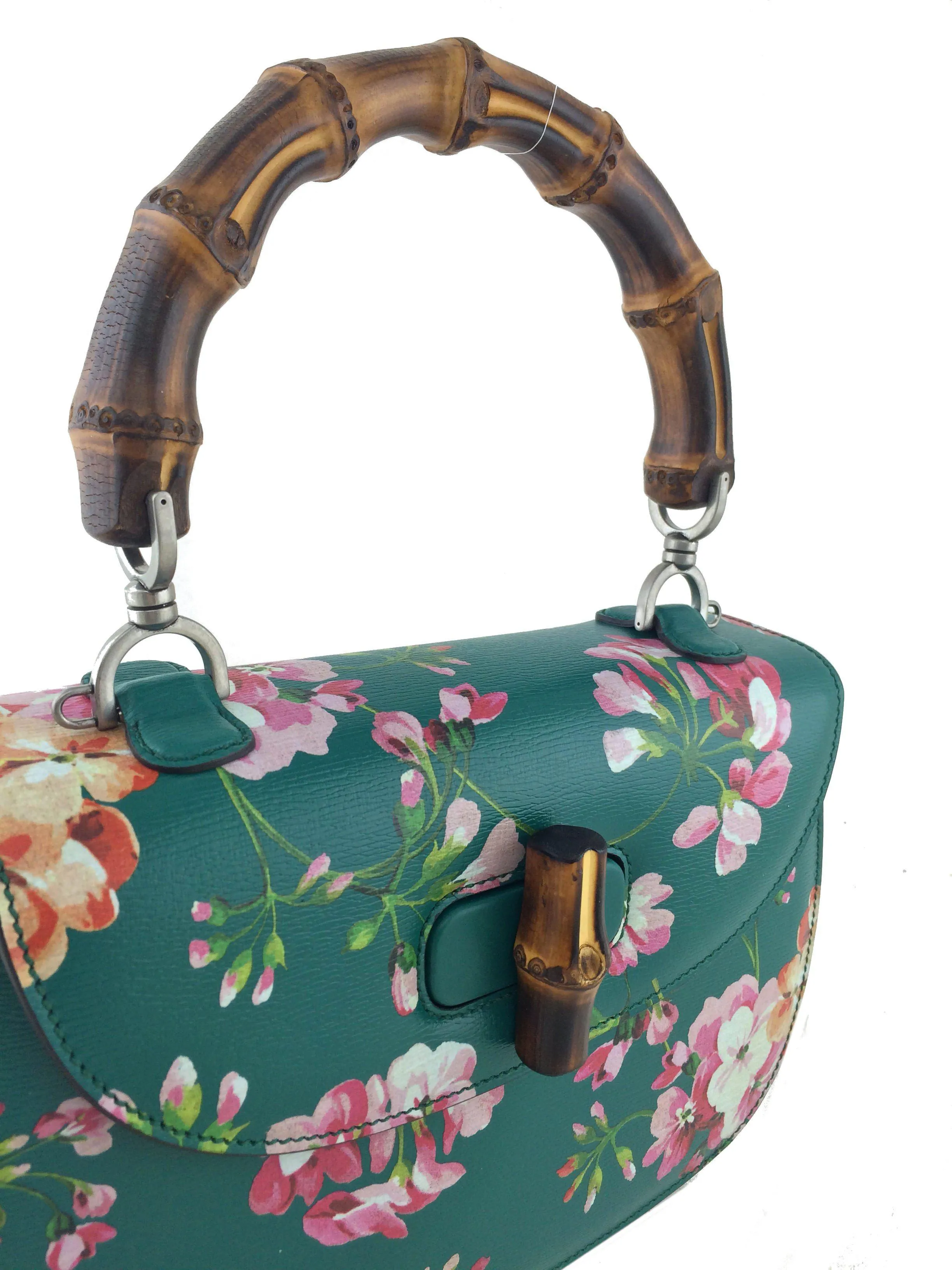 Gucci Bamboo Classic Blooms Small Top Handle Bag