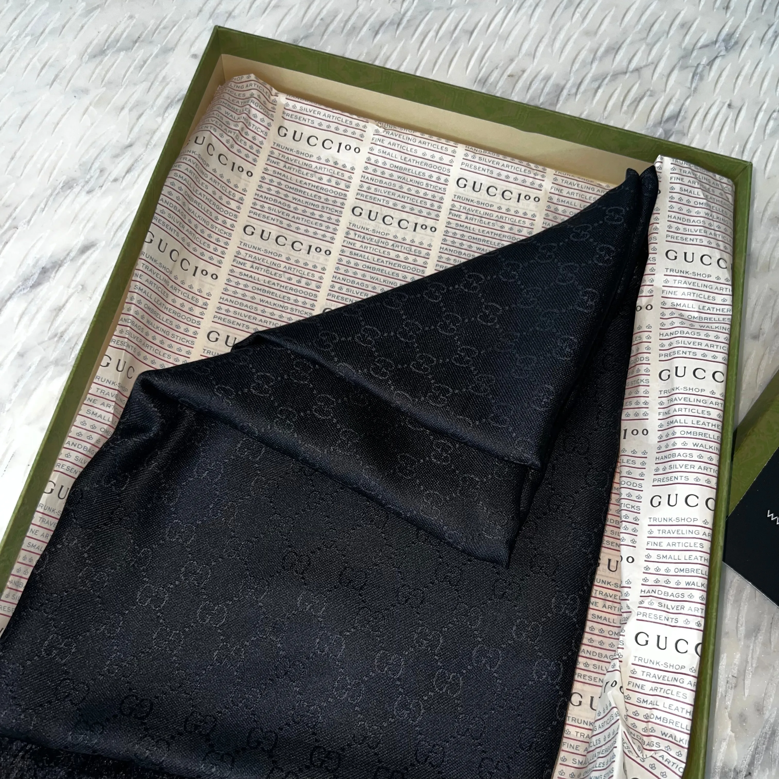 GUCCI GG Jacquard Silk Wool Shawl