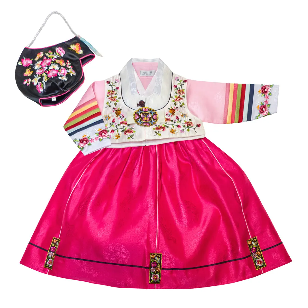 Hanbok Baby Girl 5-piece Set - Noble Girl Pink/Hot Pink