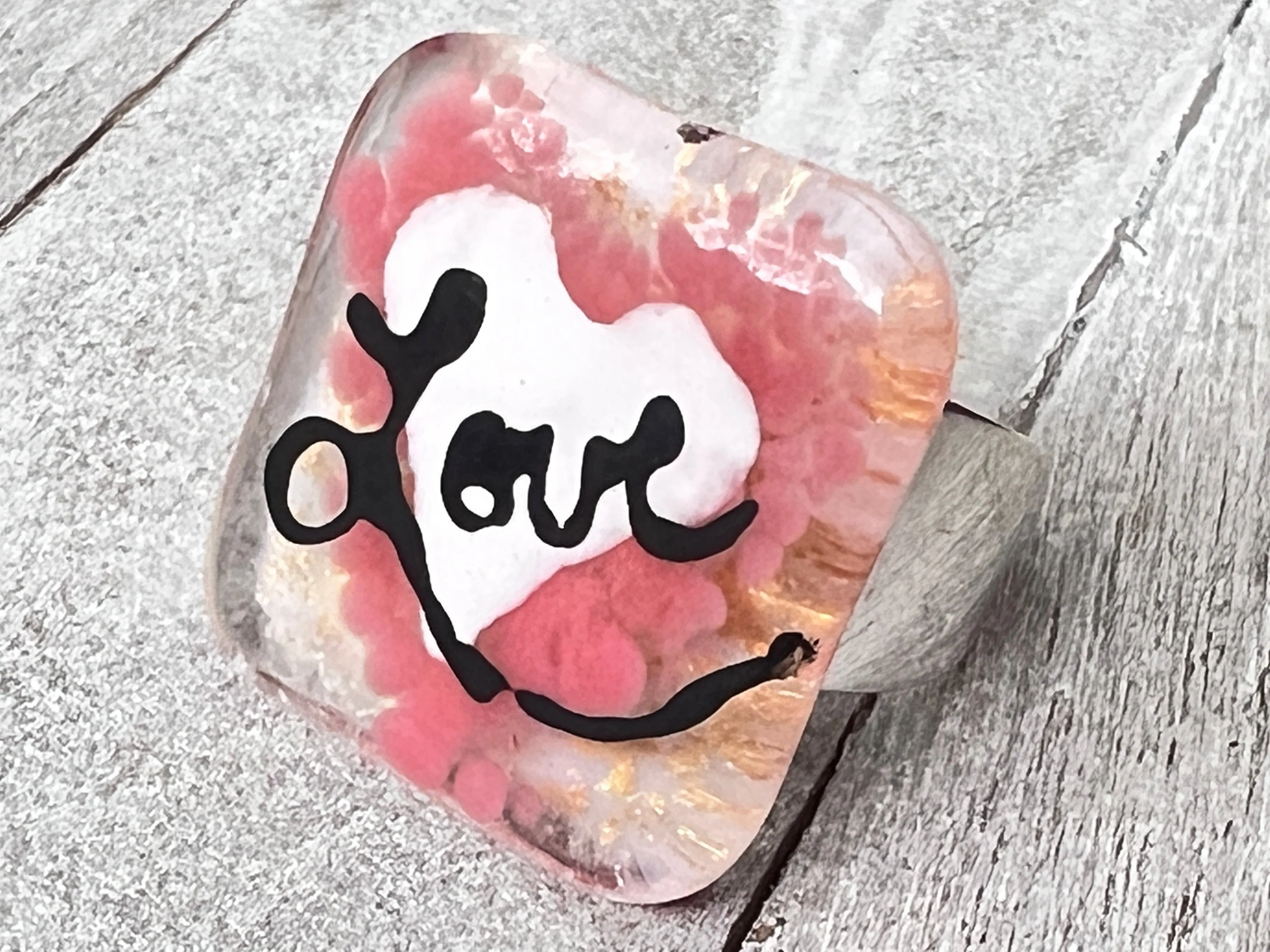 Hand Painted Fused Glass Ring~Spread The Love