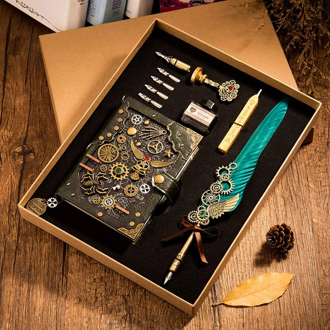 Handcrafted Steampunk Notebook & Writing Set