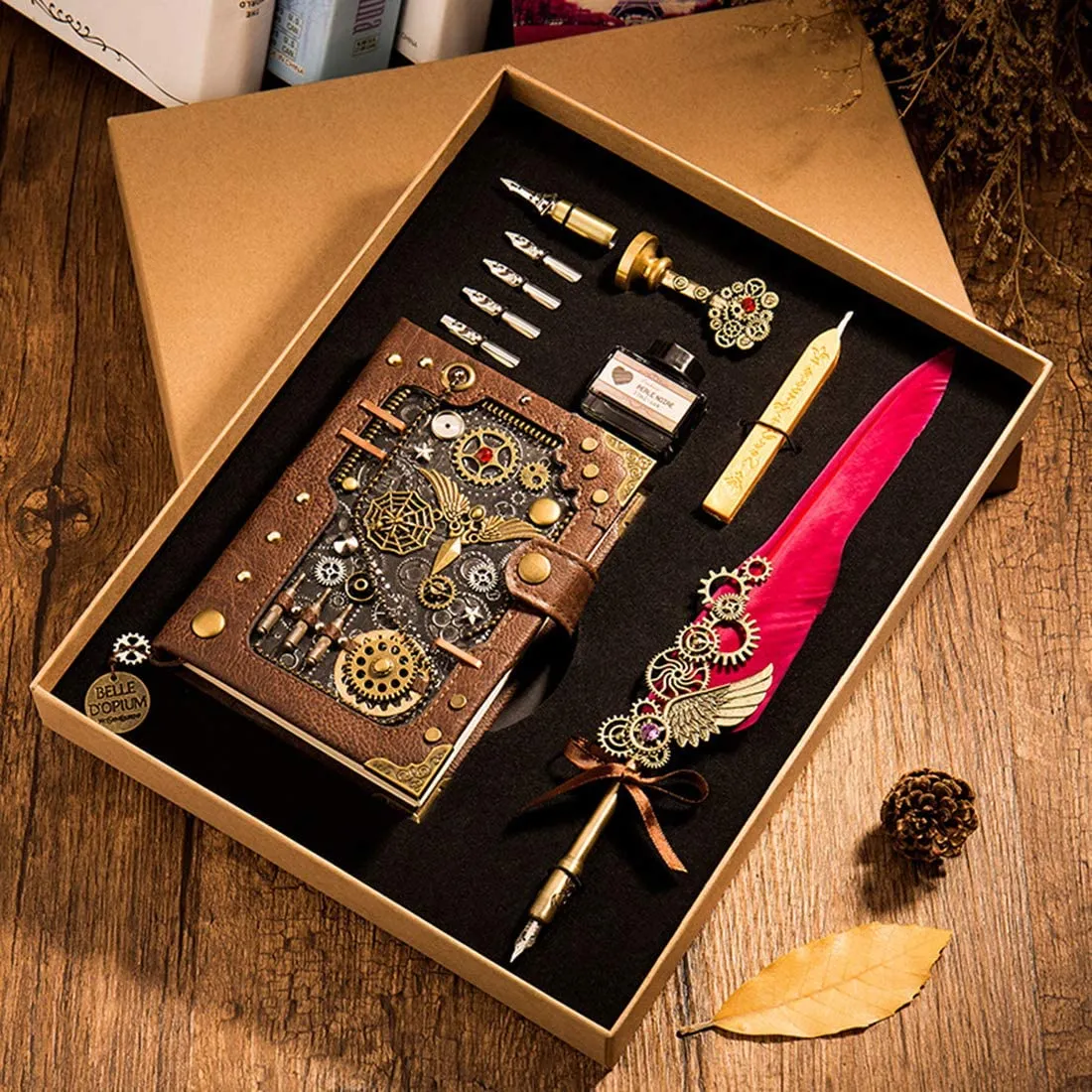 Handcrafted Steampunk Notebook & Writing Set