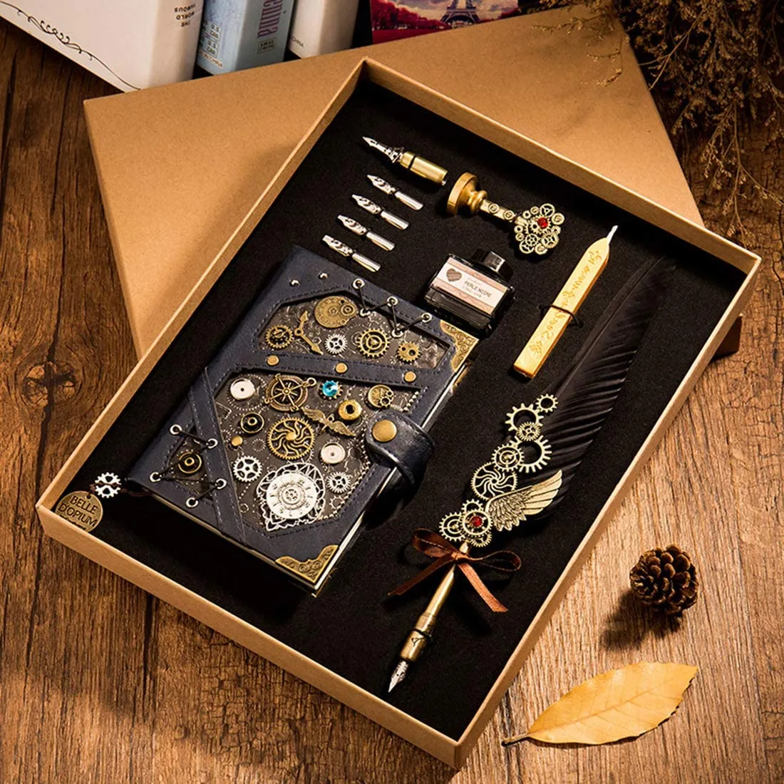 Handcrafted Steampunk Notebook & Writing Set