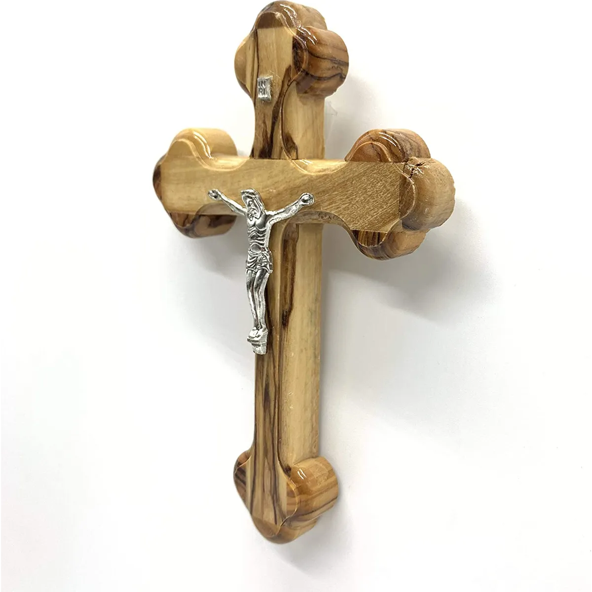 Handmade Nativity Scene Orthodox Olive Wood Crucifix 4 Lenses with a Certificate Made in the Holy Land (availably 4 Sizes)