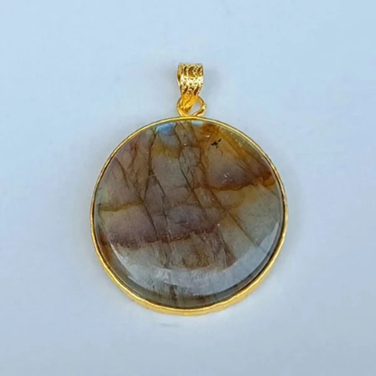 Handmade Round Shape Natural Labradorite Gemstone Statement Pendant