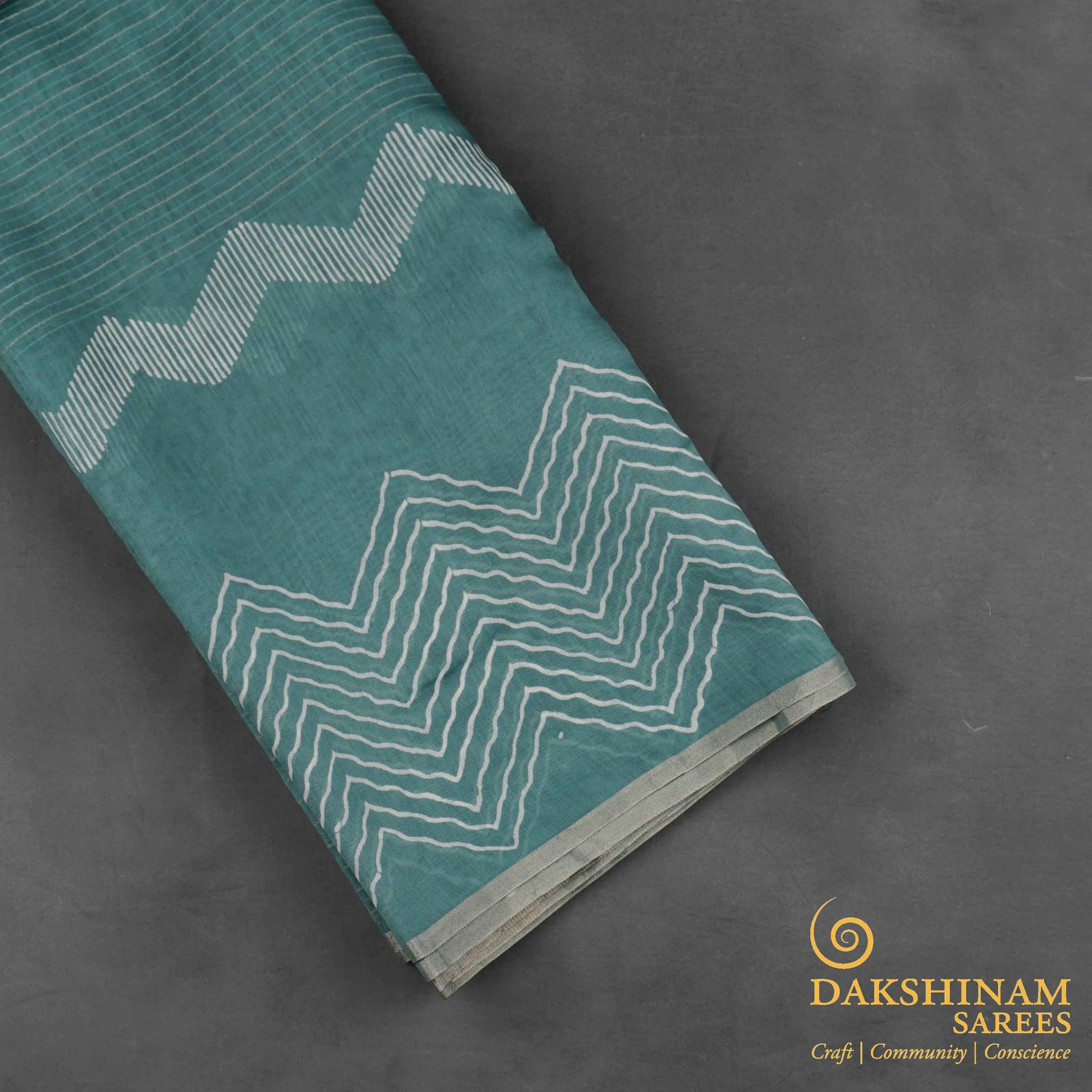 Handwoven Blue Chanderi Cotton Saree - 1808T008561DSC