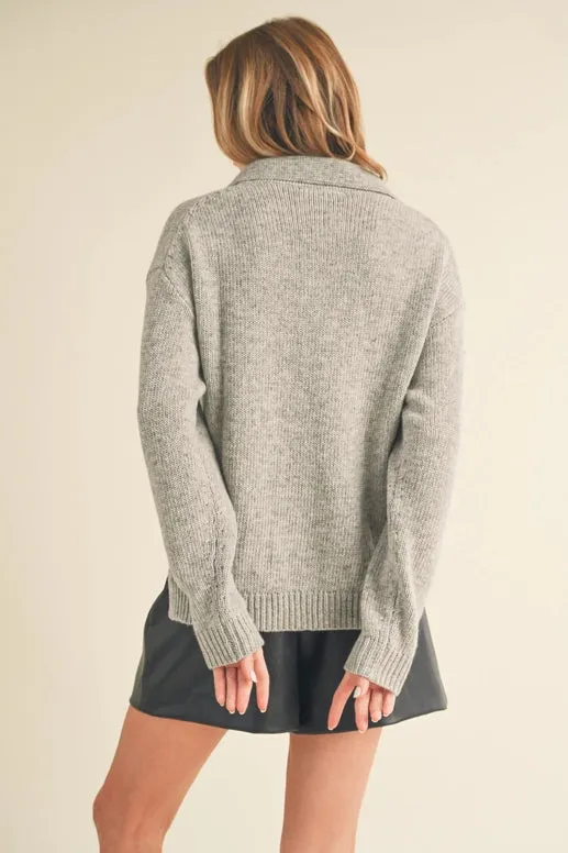 Hatty V Neck Collared Sweater