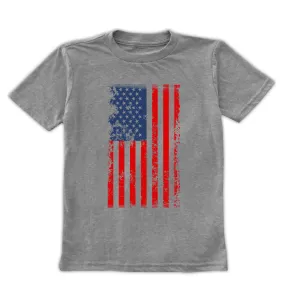 Heather Gray Weathered American Flag Tee