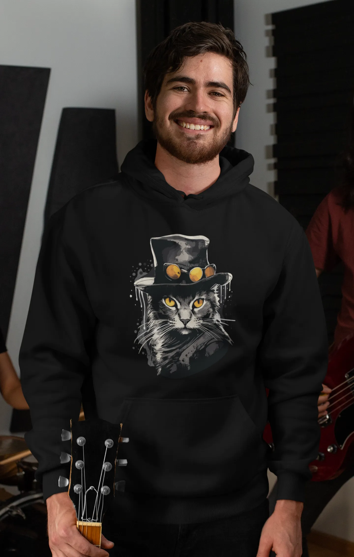 Herren Hoodie mit Katzenmotiv "Bayou Cat"