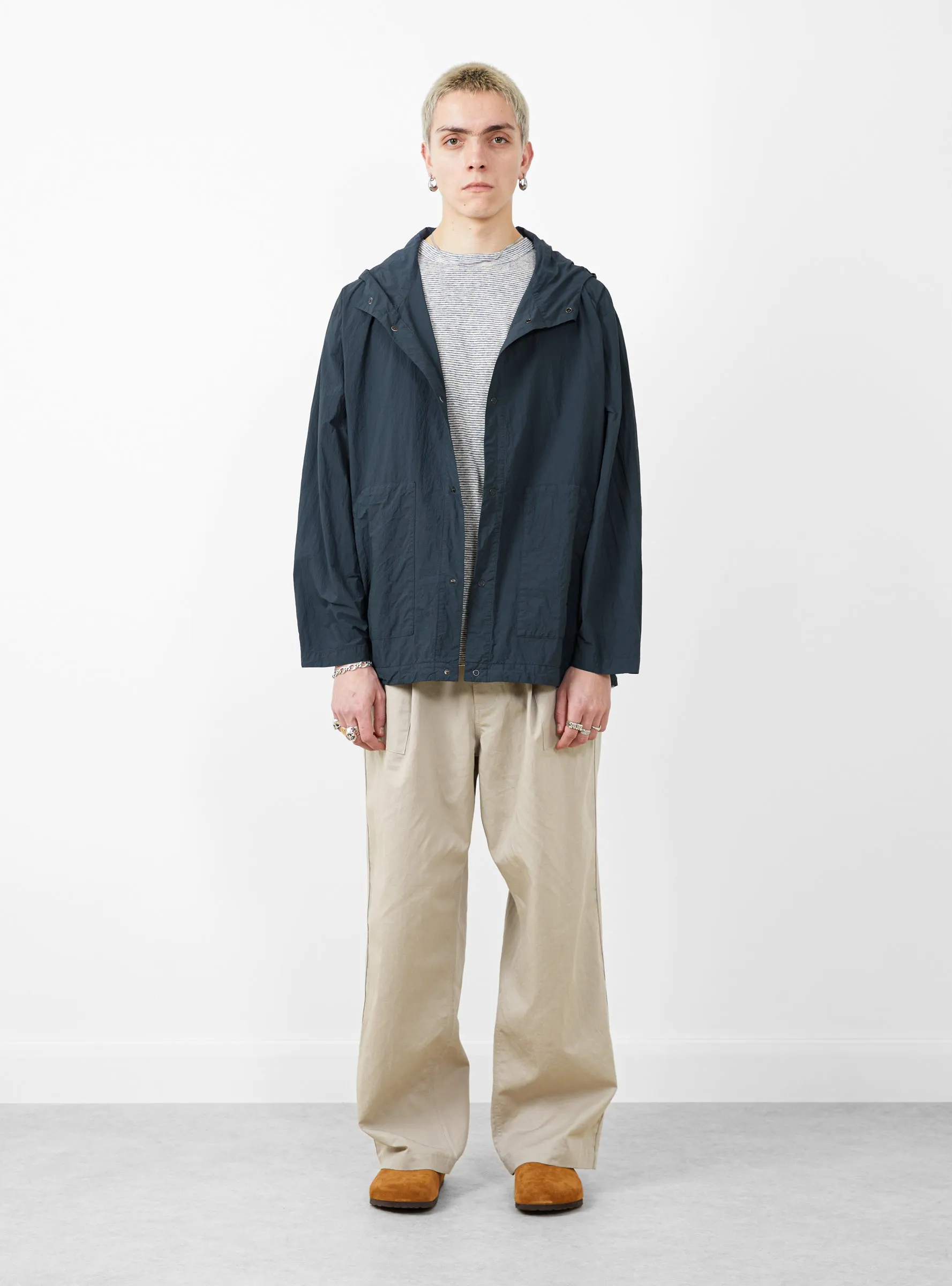 Hooded Nylon Blouson Blue Charcoal