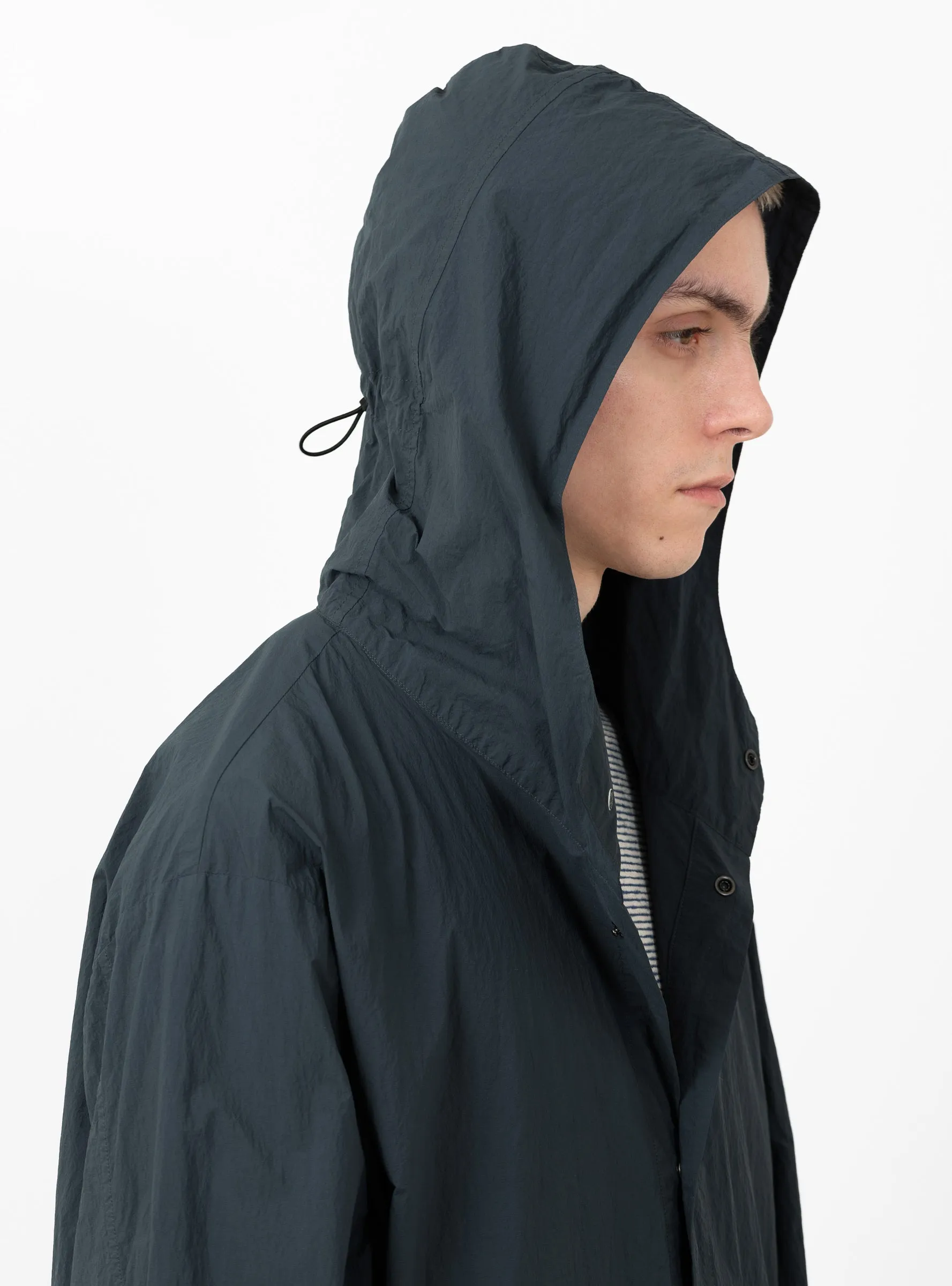 Hooded Nylon Blouson Blue Charcoal