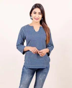 Indigo Hand Block Printed Cotton Top