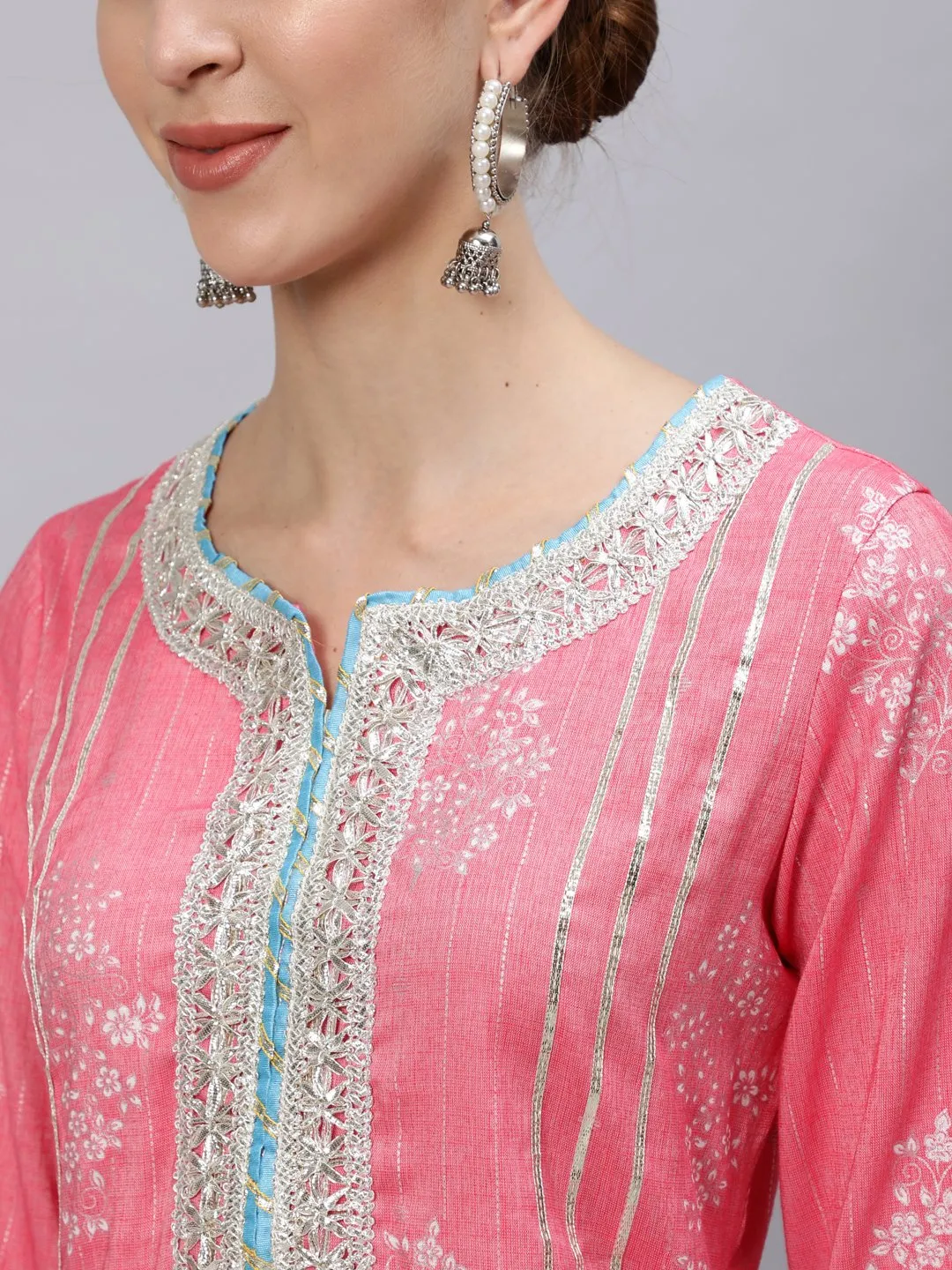 Intricate Salmon Kurta Sharara & Dupatta Set