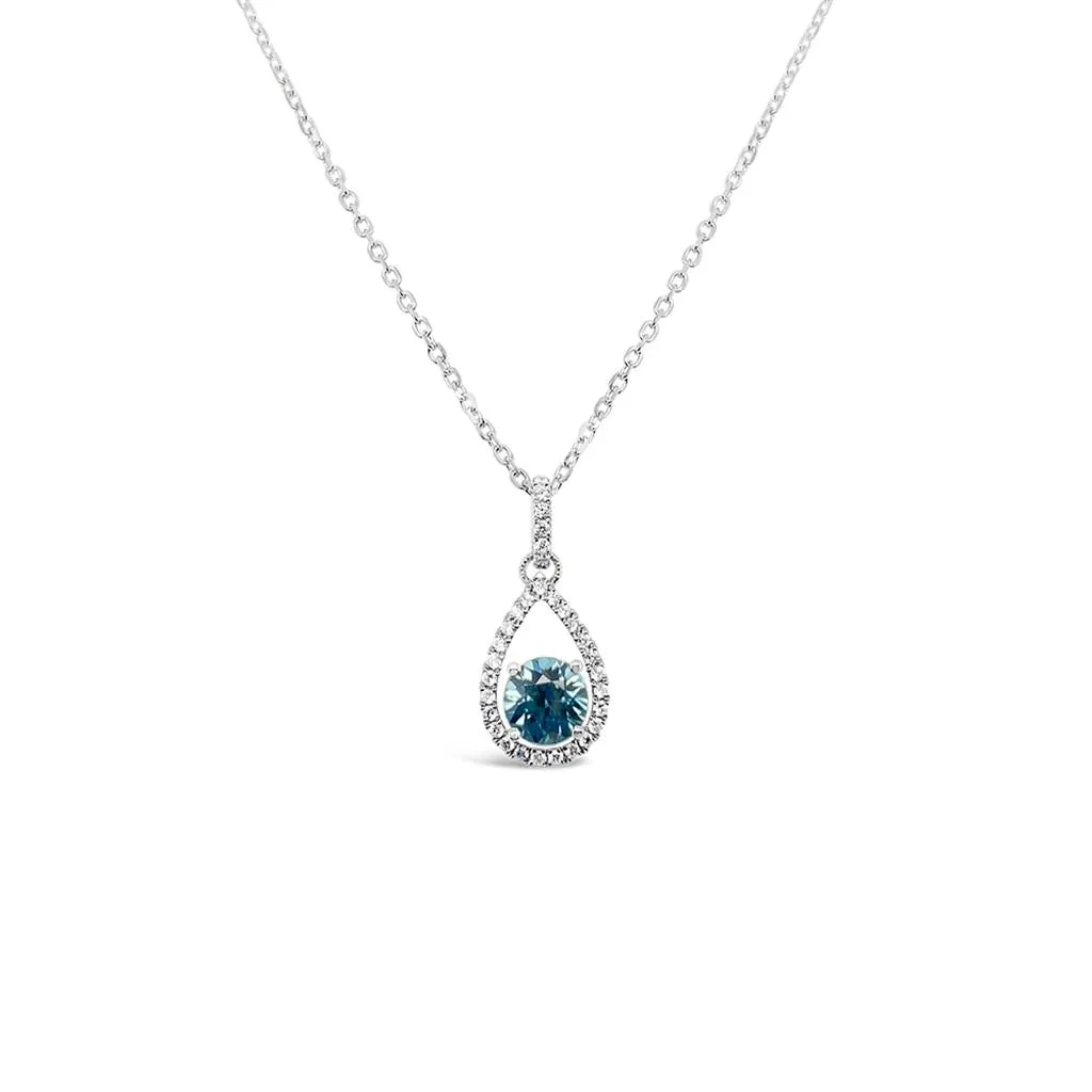 Irisa by Martin Binder Blue Zricon & Diamond Teardrop Pendant Necklace