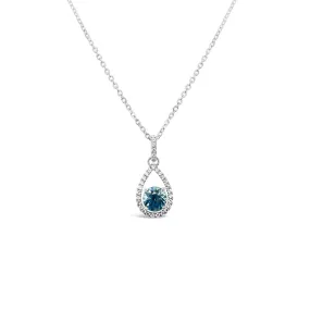 Irisa by Martin Binder Blue Zricon & Diamond Teardrop Pendant Necklace