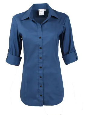 Joey Shirt Pacific Blue Silky Poplin