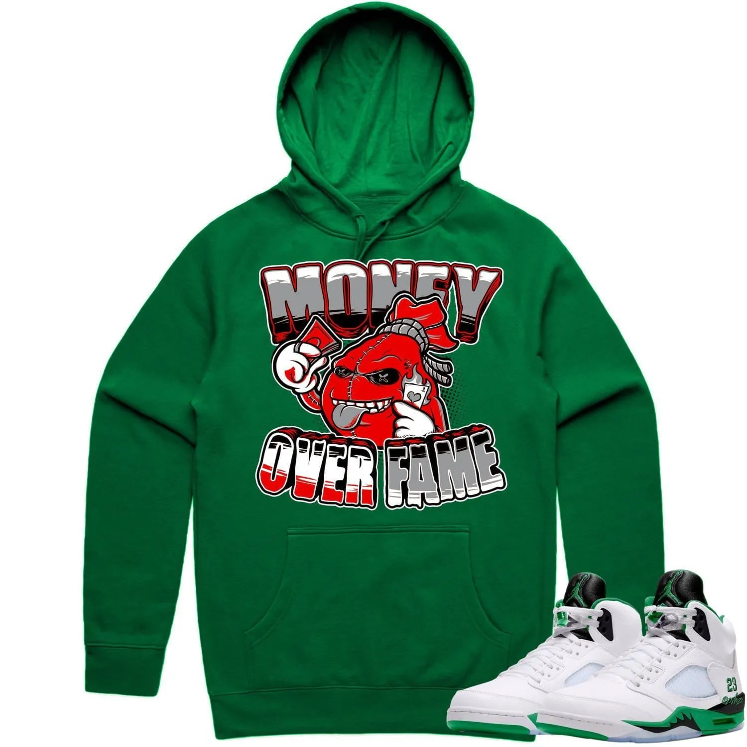 Jordan 5 Lucky Green 5s Hoodie to Match - RED MOF