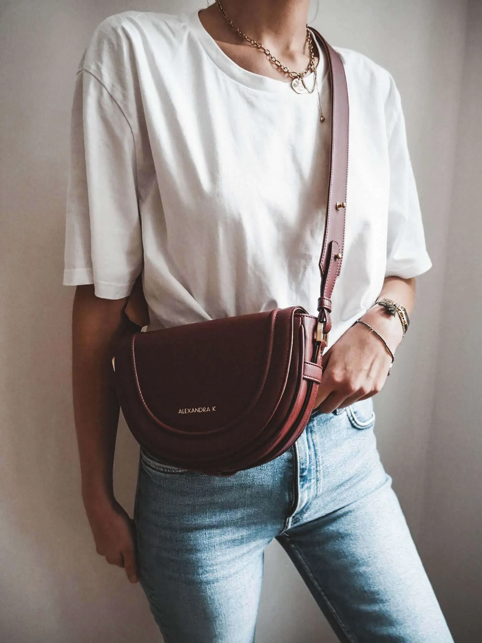 Joy Midi - Shoulder Bag - Burgundy Corn Leather