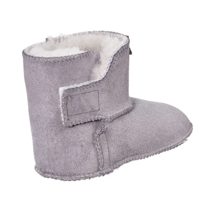 (K001-004) Soft Wool Baby Booties - grey