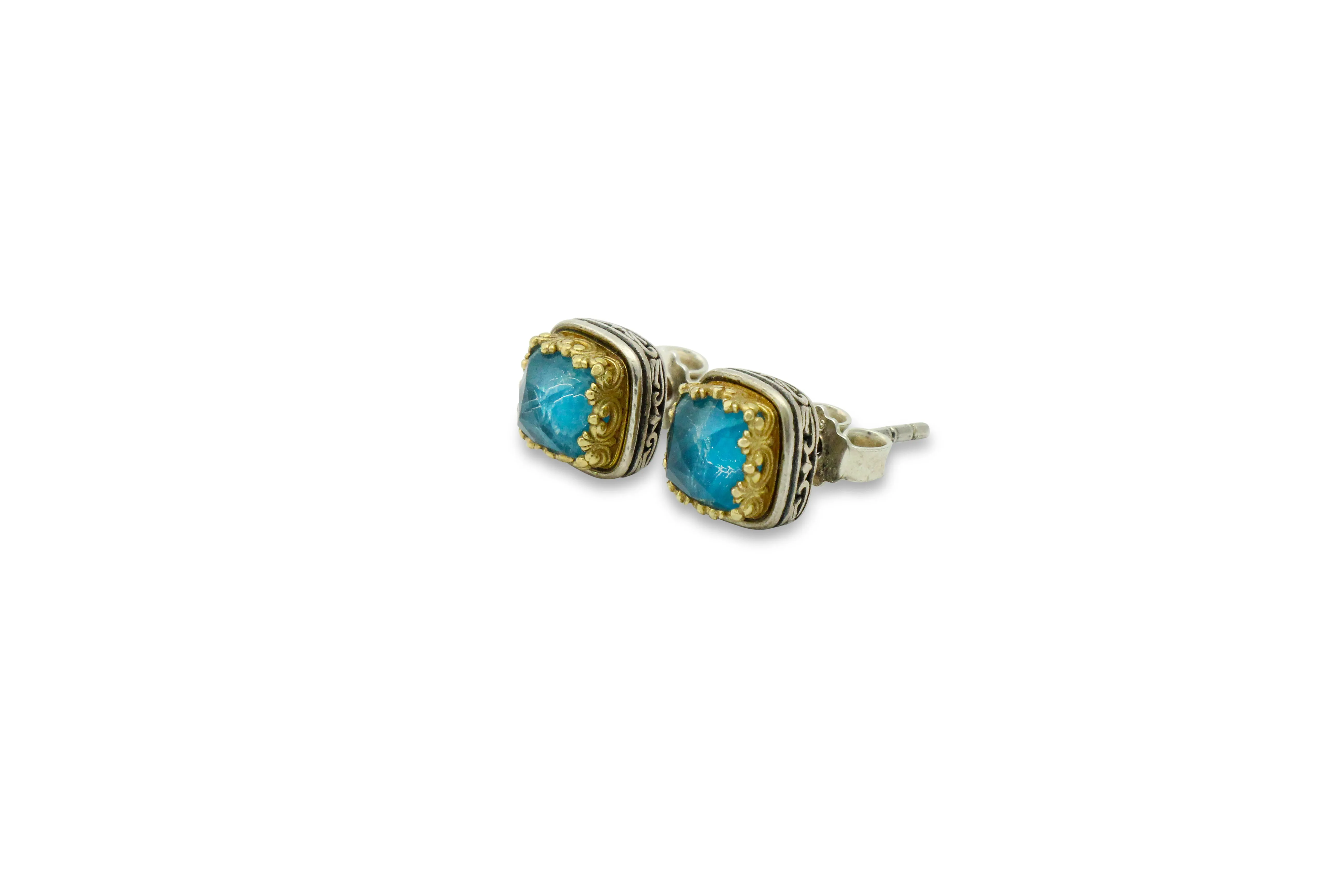 Karameles - Blues of Zakynthos Silver & Gold Earrings