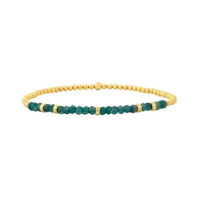 Karen Lazar  - 2mm Yellow Gold Filled Bracelet with Green Onyx