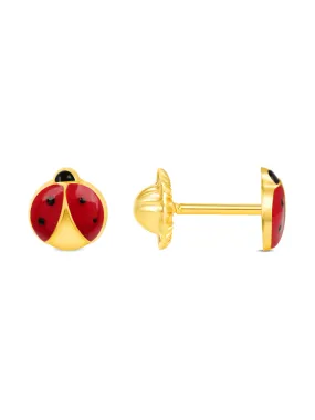 Kid Ladybug Stud Earrings 14K