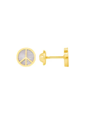 Kid Peace Sign Stud Earrings 14K