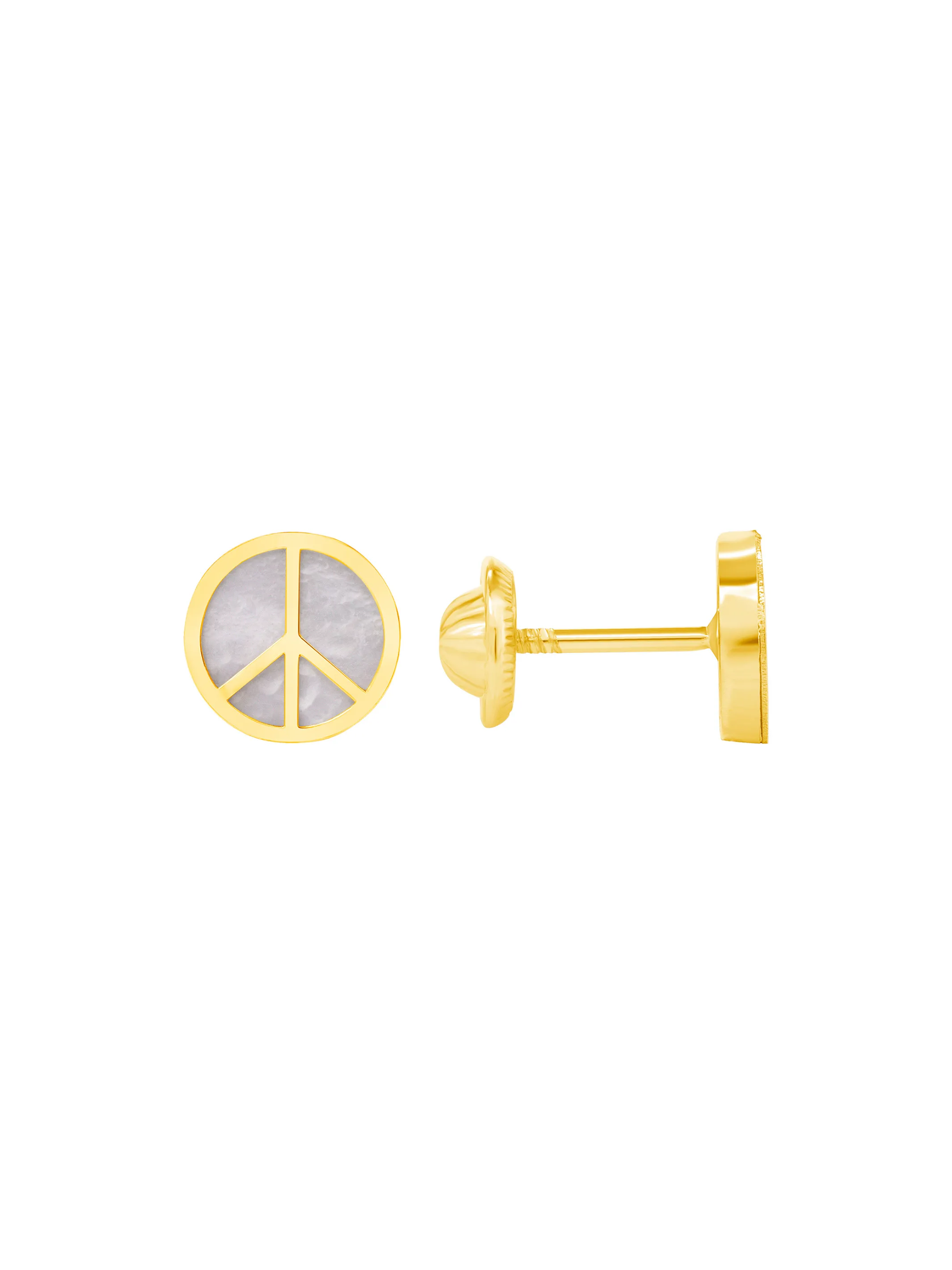 Kid Peace Sign Stud Earrings 14K