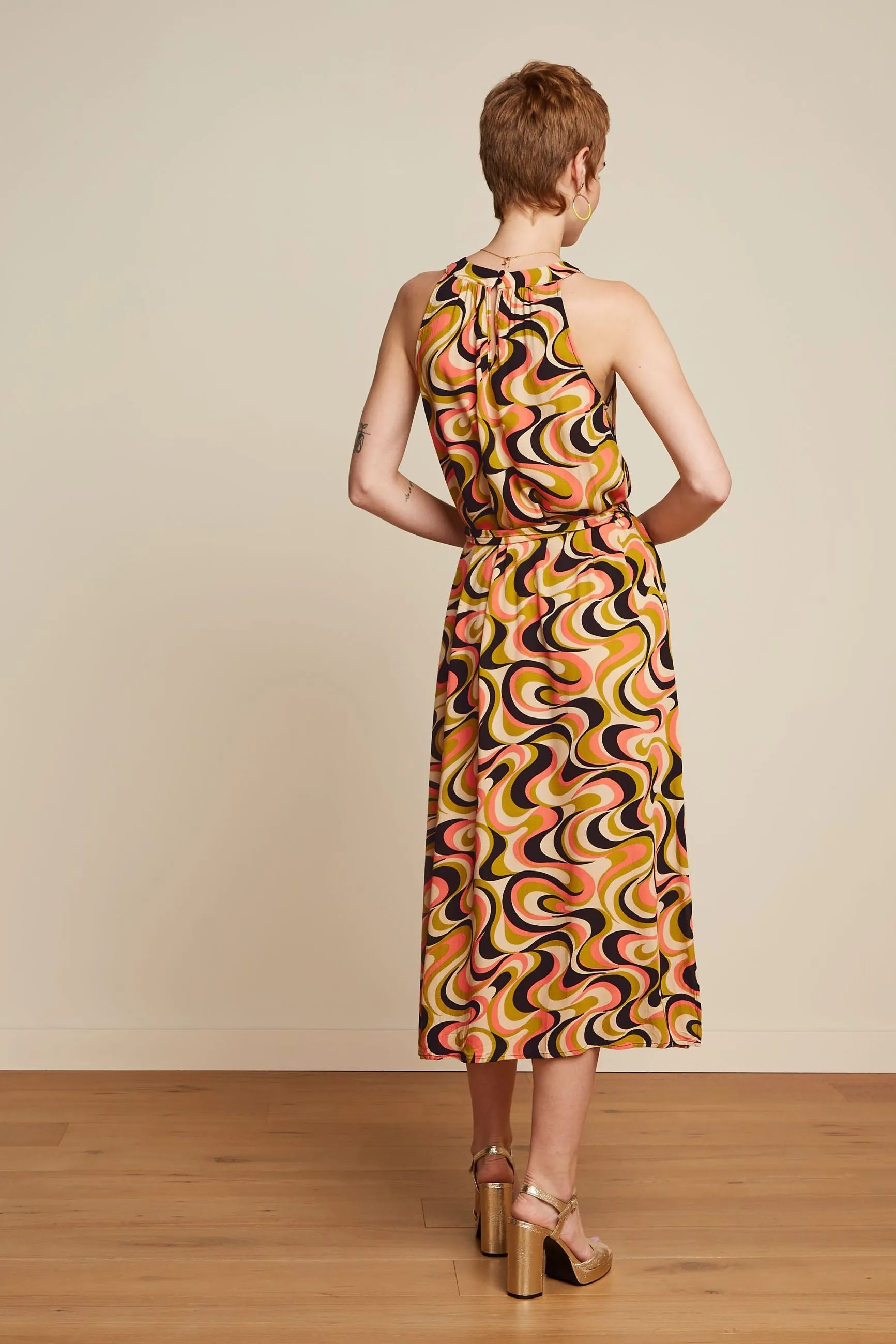 King Louie Virna  Spring Yellow Midi Dress