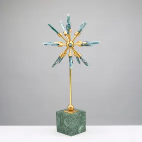 Kyanite Star on Green Marble Base with Brass Stand