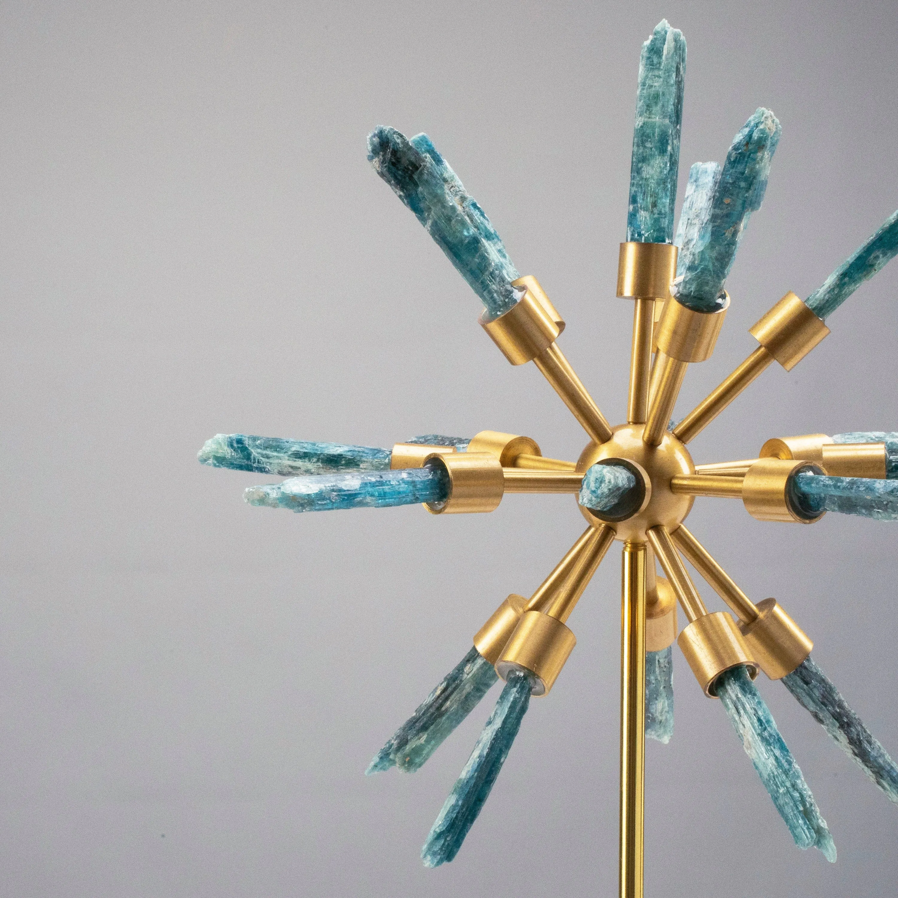 Kyanite Star on Green Marble Base with Brass Stand